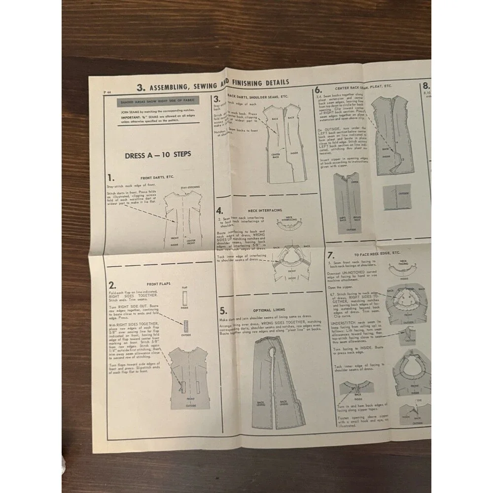 McCall's Sewing Pattern P-44 1960's Misses Dress Versatile Shift Size 10 12
